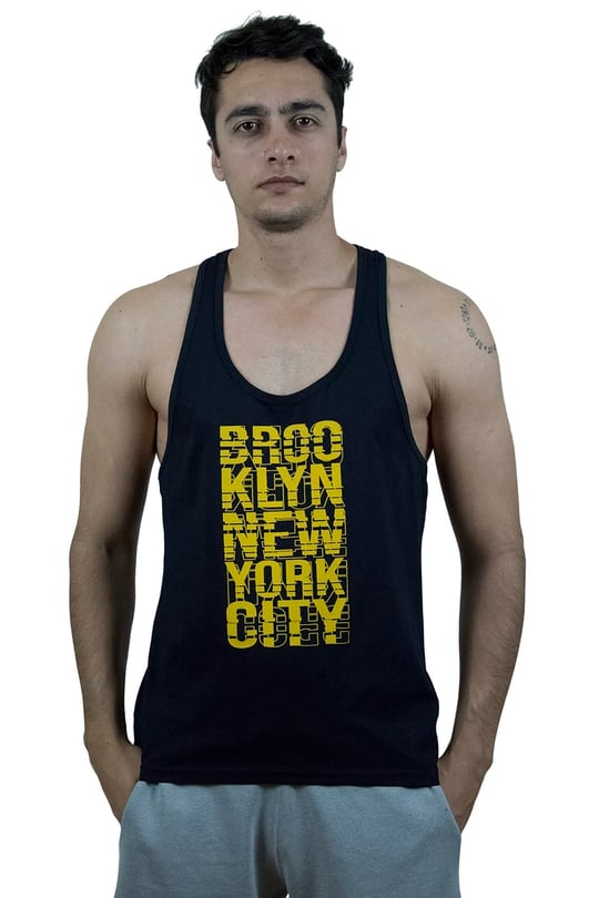 TOP GLORY (T796) Erkek Lacivert Fitness Gym Tank Top Sporcu Atleti-