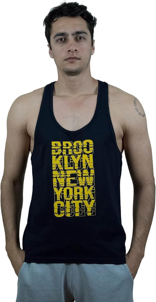 TOP GLORY (T796) Erkek Lacivert Fitness Gym Tank Top Sporcu Atleti-