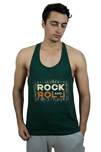 TOP GLORY (T805) Erkek Yeşil Rockandroll Fitness Gym Tank Top Sporcu Atleti-