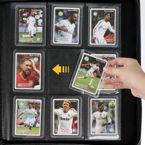 Toploader Binder,Toploader Hard Cases, 9-Pocket Pages Sleeves Hold up 288 Cards.Toploader Card Binder with Sleeves for “3×4” rigid，Card Holder(black)