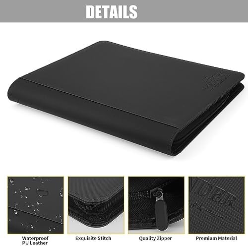 Toploader Binder,Toploader Hard Cases, 9-Pocket Pages Sleeves Hold up 288 Cards.Toploader Card Binder with Sleeves for “3×4” rigid，Card Holder(black)