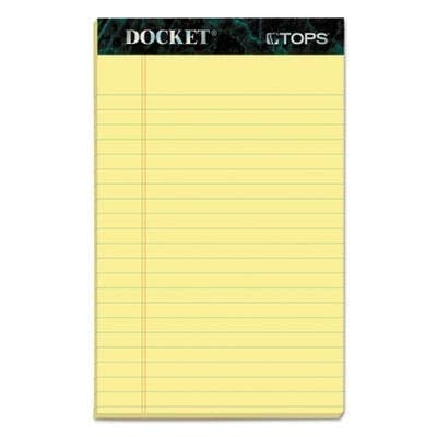 TOPS 5 x 8 sağ blok, 12 adet, Docket markası, dar, çizgili, sarı kağıt, yazı bloku başına 50 yaprak, ABDde üretilmiştir (63350)