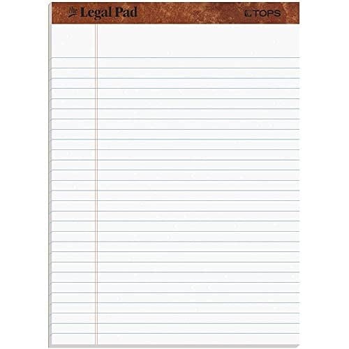 TOPS 8,5 x 11 Yasal Ped, 12li Paket, The Legal Pad Markası, Geniş Çizgili, Beyaz Kağıt, Yazı Defteri Başına 50 Yaprak, ABDde Üretilmiştir (7533)