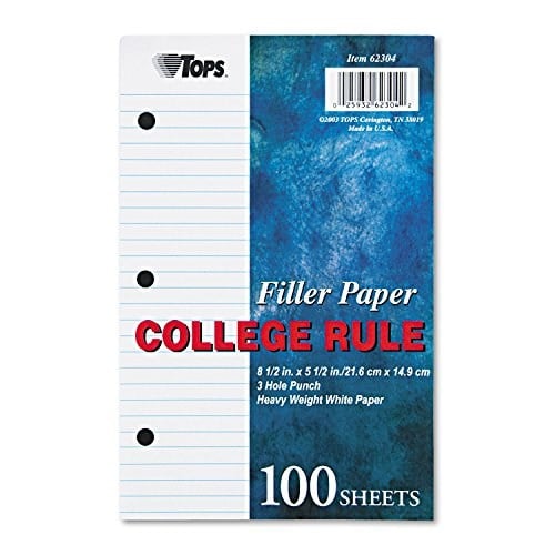 Tops notebook Filler kağıt, çizgili, 21,6 x 14 cm, delikli, Schwergewicht, 100 yaprak/paket (62304)