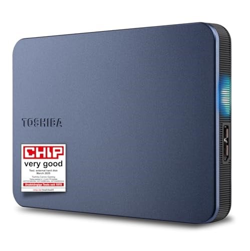 Toshiba Canvio Gaming 1TB taşınabilir harici sabit disk, USB 3.2, Play Station ve Xbox için, siyah (HDTX210EK3AA) | PlayStation, Xbox ve PC için; oyun kitaplıkları için optimize edilmiştir; hızlı şarj