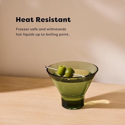 TOSSWARE REZERVE 8 oz Stemless Martini - Renk Serisi 4lü Set, Üstün Kalite, Tritan Bulaşık Makinesinde Yıkanabilir ve Isıya Dayanıklı Kırılmaz Plastik Kokteyl Bardakları, Şeffaf