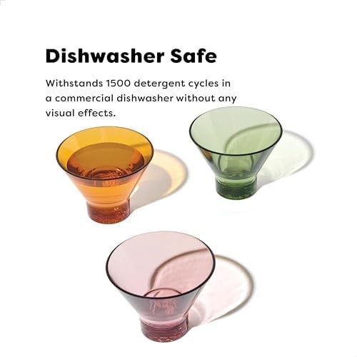 TOSSWARE REZERVE 8 oz Stemless Martini - Renk Serisi 4lü Set, Üstün Kalite, Tritan Bulaşık Makinesinde Yıkanabilir ve Isıya Dayanıklı Kırılmaz Plastik Kokteyl Bardakları, Şeffaf