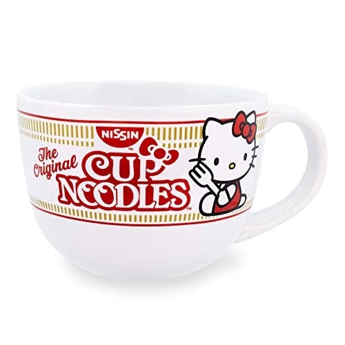 Toynk Sanrio Hello Kitty x Nissin Kupası Erişte 680 ml Seramik Çorba Kupası | Dondurma, Tahıl, Yulaf Ezmesi için Kase | Espresso, Kafein, İçecek için Büyük Kahve Fincanı | Sevimli Ev ve Mutfak Ürünler