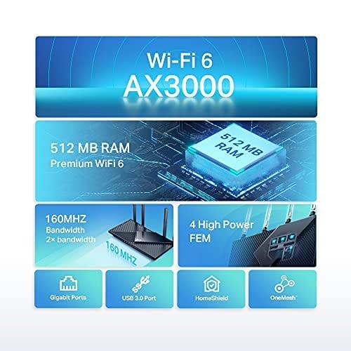 TP-Link Archer AX55, AX3000 Mbps Dual Band Wi-Fi 6 Router, Fiber Destekli, 4× Gigabit LAN Ports, WPA3, 1× USB 3.0 Port, Oyun için İdeal Xbox/PS4/8K Steam - Seçenekler: AX3000 Router, AC Router