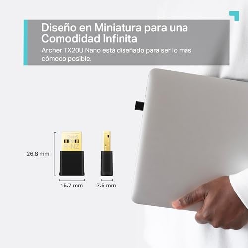 TP-Link Archer TX20U Nano, AX1800 Mbps, Çift Bant, MU-MIMO, USB 2.0, WPA3, Windows 10/11 Uyumlu, Wi-Fi 6 Nano USB Adaptör