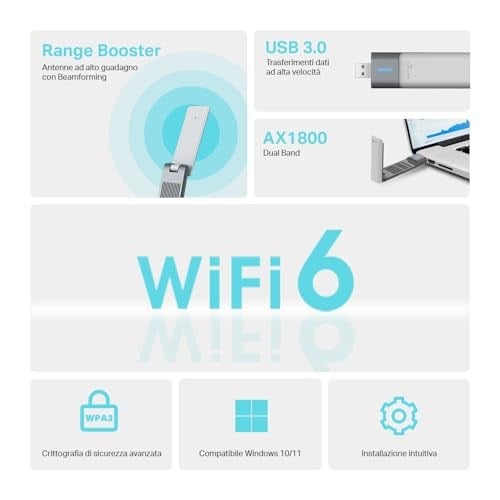 TP-Link Archer TX20UH, AX1800 Yüksek Kazançlı Kablosuz USB Adaptör, 1,2 metre USB 3.0 kablosu, Beamforming Teknolojisi, MU-MIMO, Düşük Gecikmeli Oyun Deneyimi, WPA3, Kolay Kurulum