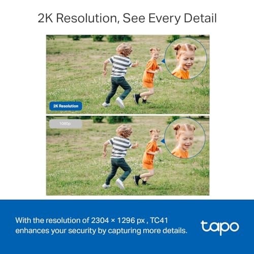 TP-Link Tapo TC41 2K Dış Mekan Pan/Tilt Güvenlik Wi-Fi Kamera, IP65 Hava Koşullarına Dayanıklı, Hareket Algılama, 360° Görsel Kapsama Alanı, Tam Renkli Gece Görüşü, Yerel Depolama, Alexa ve GoogleHome