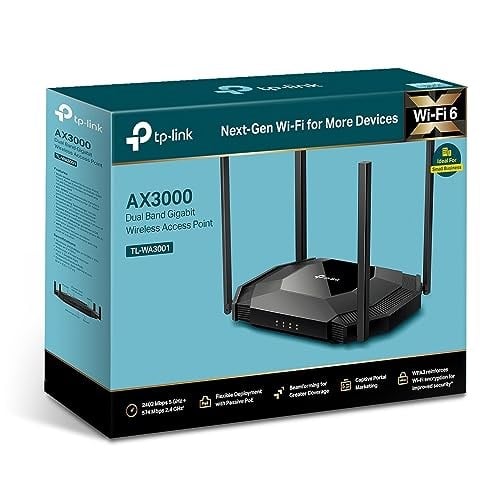 TP-Link TL-WA3001; AX3000 Mbps, Gigabit Portlu, Pasif PoEyi destekler, Erişim Noktasını, Menzil Genişleticiyi, Çoklu SSIDyi destekler, Artırılmış Kapsama Alanı, Dual-Ban