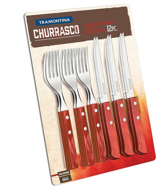 Tramontina 21199/711 biftek sofra takımı-Set, 12 parça kırmızı Griffen 2-kat perçinlenmiştir 6 x Biftek Bıçağı 5 inç, 6 x Steakgabel