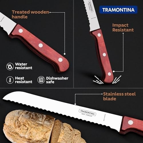 Tramontina Polywood Saplı Tırtıklı Ekmek Bıçağı (30cm)