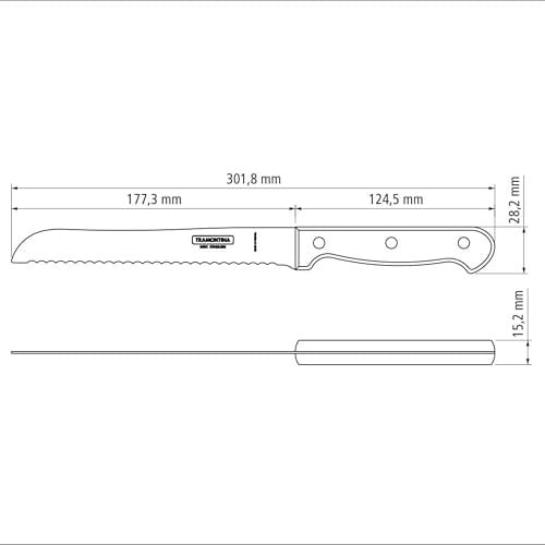Tramontina Polywood Saplı Tırtıklı Ekmek Bıçağı (30cm)