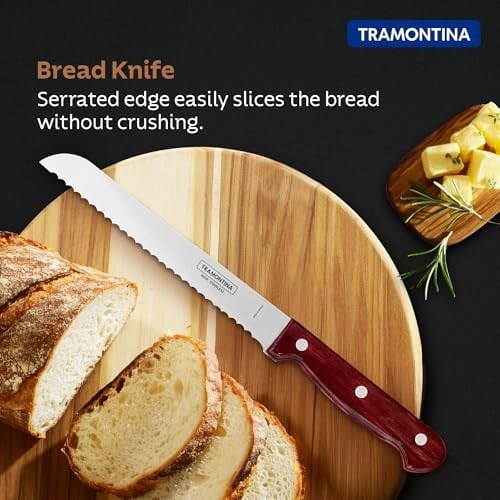 Tramontina Polywood Saplı Tırtıklı Ekmek Bıçağı (30cm)