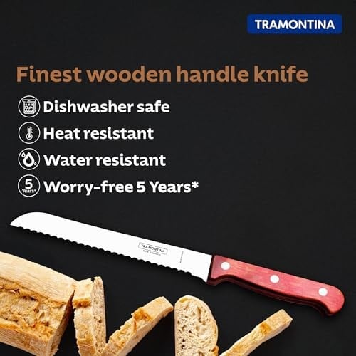 Tramontina Polywood Saplı Tırtıklı Ekmek Bıçağı (30cm)