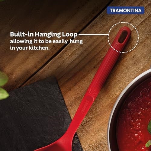 Tramontina Softta Silikon Metal Gövdeli Servis Kepçesi Kırmızı Bpa Içermez | Bpa İçermez
