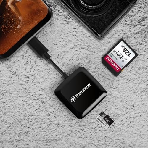 Transcend TS-RDC3 çok fonksiyonlu kart okuyucu (USB 3.2, Gen 1), siyah