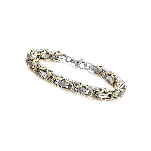 Trend Collection Erkek Kral Kalın Model 316l 6mm Çelik Bileklik Seti Gümüş-Gold-Siyah