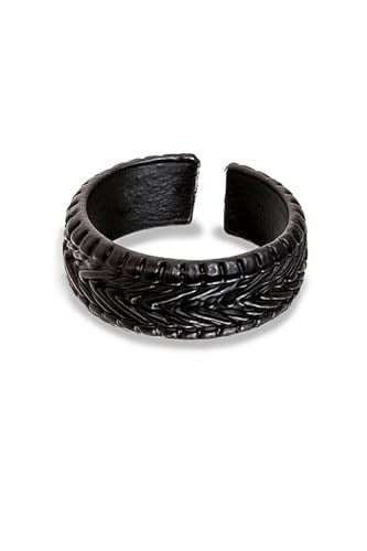 Trend Collection Erkek Mat Siyah Halka Wheel Tekerlek Şövalye Model Ayarlanabilir Yüzük