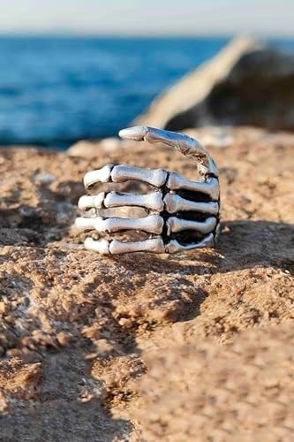 Trend Collection iskelet El Model Gümüş Kaplama Ayarlanabilir Erkek Yüzük