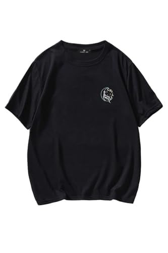 TrendSeninle Erkek Siyah T-shirt Chill Baskılı Oversize Tişört