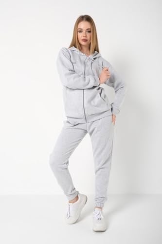 TrendSeninle Kadın Gri Sıerra Nevada Baskılı Hırka Jogger Oversize Eşofman Takımı