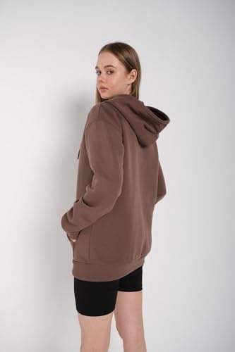 TrendSeninle Kadın Kahverengi Fermuarlı Sweatshirt Hırka