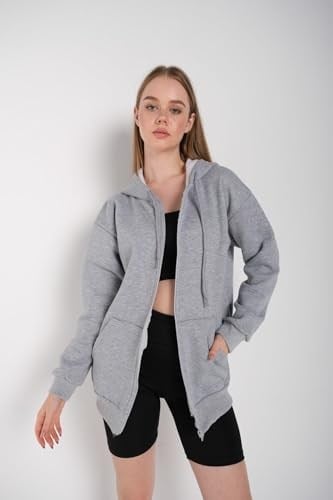 TrendSeninle Kadın Laci Gri Fermuarlı Hırka Sweat