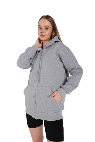 TrendSeninle Kadın Laci Gri Fermuarlı Hırka Sweat