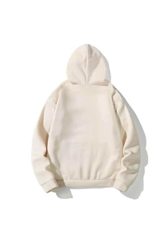 TrendSeninle Unisex Bej The Happiest Baskılı Kapişonlu Sweatshirt