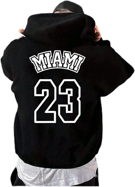 TrendSeninle Unisex Nefti Yeşil Miami 23 Baskılı Kapüşonlu Sweatshirt
