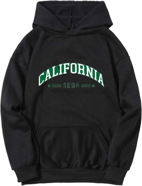 TrendSeninle Unisex Siyah California 1984 Baskılı Oversize Sweatshirt