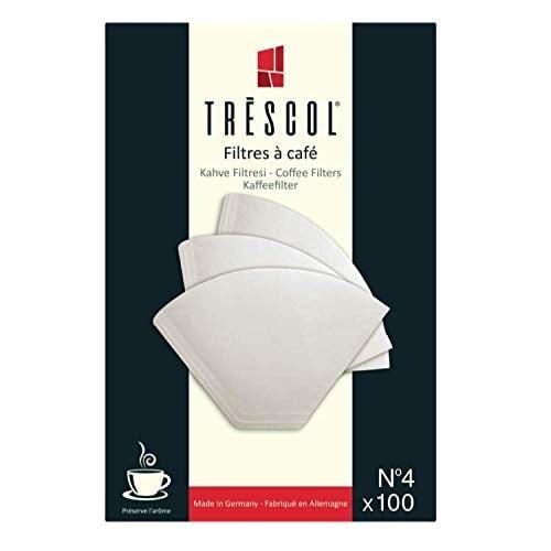 Trescol Kahve Filtresi, Beyaz Kağıt, 4 Numara, Büyük Boy, 100lü Paket