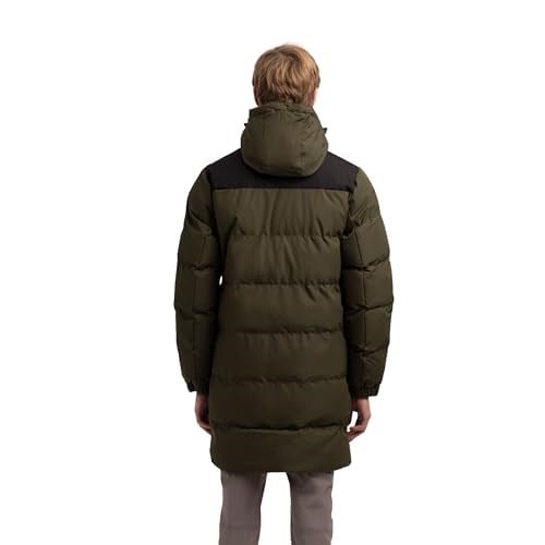 Trespass Clipster dolgulu erkek ceketi, uzun uzunluk, ayarlanabilir, çıkarılabilir kapüşon, 1 güvenli göğüs cebi, 2 pratik alt cep, elastik manşetler, 1 iç cep