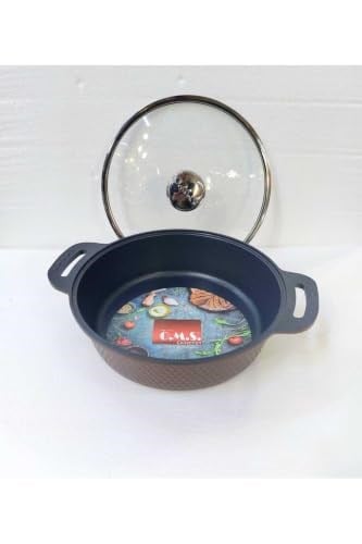 TRIANA - 3631 - 2 Parça Biogranit Döküm, Ağır Üstün Kaliteli ve Şık Tasarımlı, 28 Cm - 4,3 Litre, Karnıyarık, Pilav Tenceresi Bronz Gövde, Platin Detay