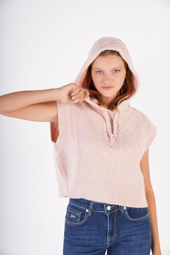 TRİST STAR Kadın Kapüşonlu Oversize Yün Triko Süveter TRIST-6131