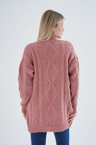 TRİST STAR Kadın Oversize Pon Ponlu Triko Örme Hırka TRIST-6165