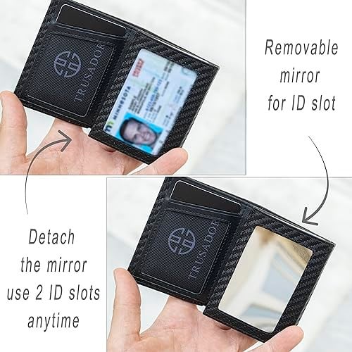 TRUSADOR Marseille Unisex Deri Cüzdan, RFID Koruma Kimlik Pencereli, Çıkarılabilir Ayna, Kart, Bozuk Para ve Nakit Bölmeli Şık Tasarım