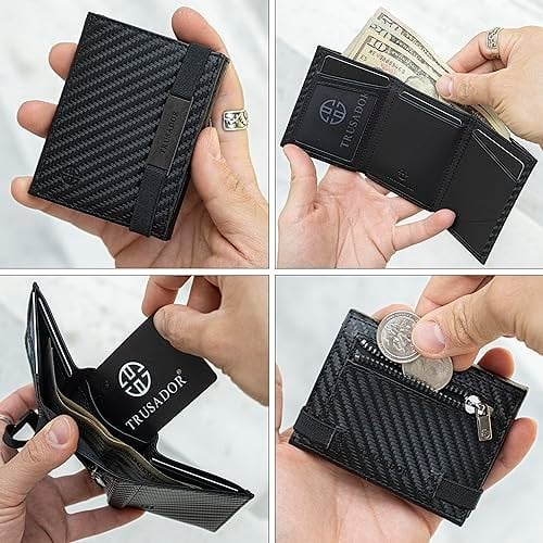 TRUSADOR Marseille Unisex Deri Cüzdan, RFID Koruma Kimlik Pencereli, Çıkarılabilir Ayna, Kart, Bozuk Para ve Nakit Bölmeli Şık Tasarım