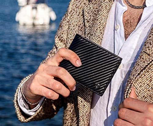 TRUSADOR Savona Klasik Erkek Cüzdanı Deri Bifold RFID Cüzdan Erkek Hediye Kutusu, Karbon, Klasik