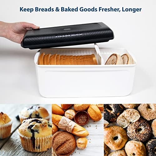 Tupperware Ekmek Tasarrufu - Ekmek, Hamur İşleri, Simit ve Daha Fazlası için Saklama Kabı ve Ekmek Kutusu, Yoğuşma Kontrolü - Nem Kontrol Teknolojisi, Ekmeği Daha Uzun Süre Taze Tutar - 32,1 cm x 16,5