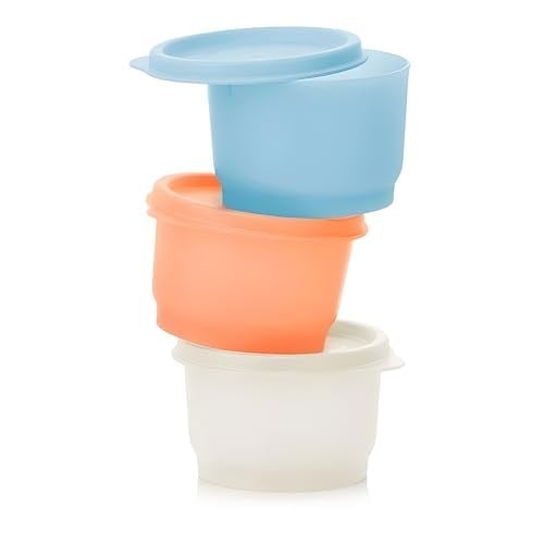 Tupperware SET (3) Buzdolabı Uno 120 ml Renkli Turuncu Beyaz Mavi Kutu Stok Saklama Kabı Julchen