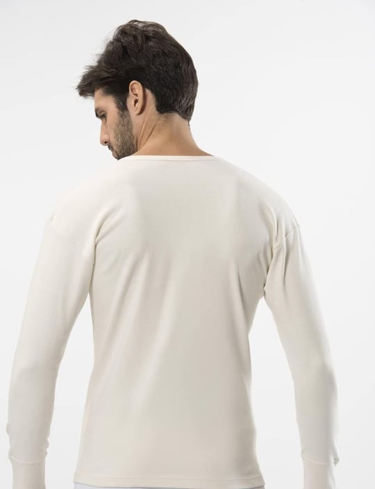 Türen 116 Interlok O Yaka Uzun Kollu Fanila-Krem-Xxl