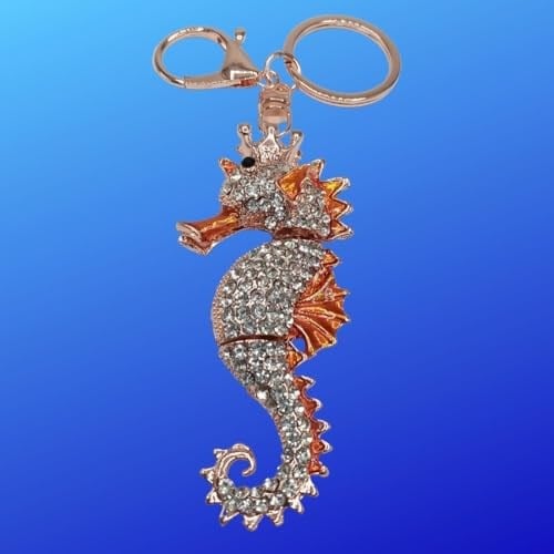 Turuncu Kristal Taşlı Denizatı Anahtarlık