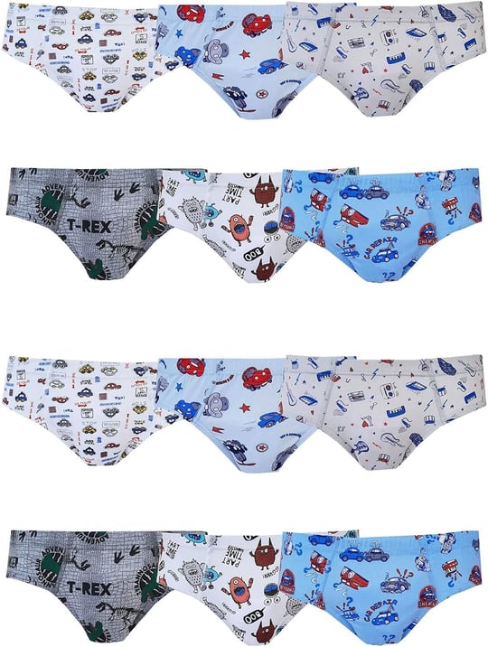Tutku 12li Paket Erkek Çocuk Renkli Empirme Elastan Slip Külot TEC0255