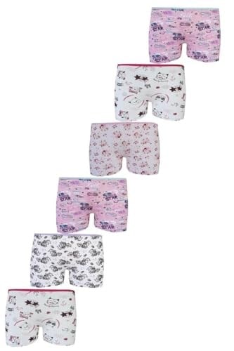 Tutku 6lı Baskılı Kız Çocuk Elastan Boxer Şort, Empirme, 5-7 Yaş