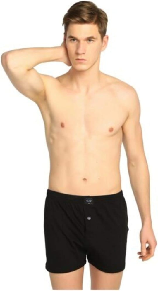 Tutku-6lı Tutku Erkek Düz Havlubel Düğmeli Boxer-Siyah-XL
